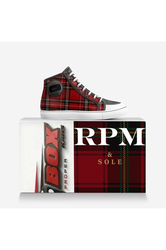 RPM & Sole Men's Plaid High-Top Sneakers with Branded Box - Limited Edition Streetwear