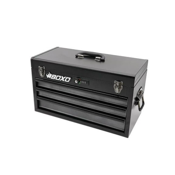 Boxo Tools ECC20301L-SBK1 3-Drawer Portable Steel Tool Box Black