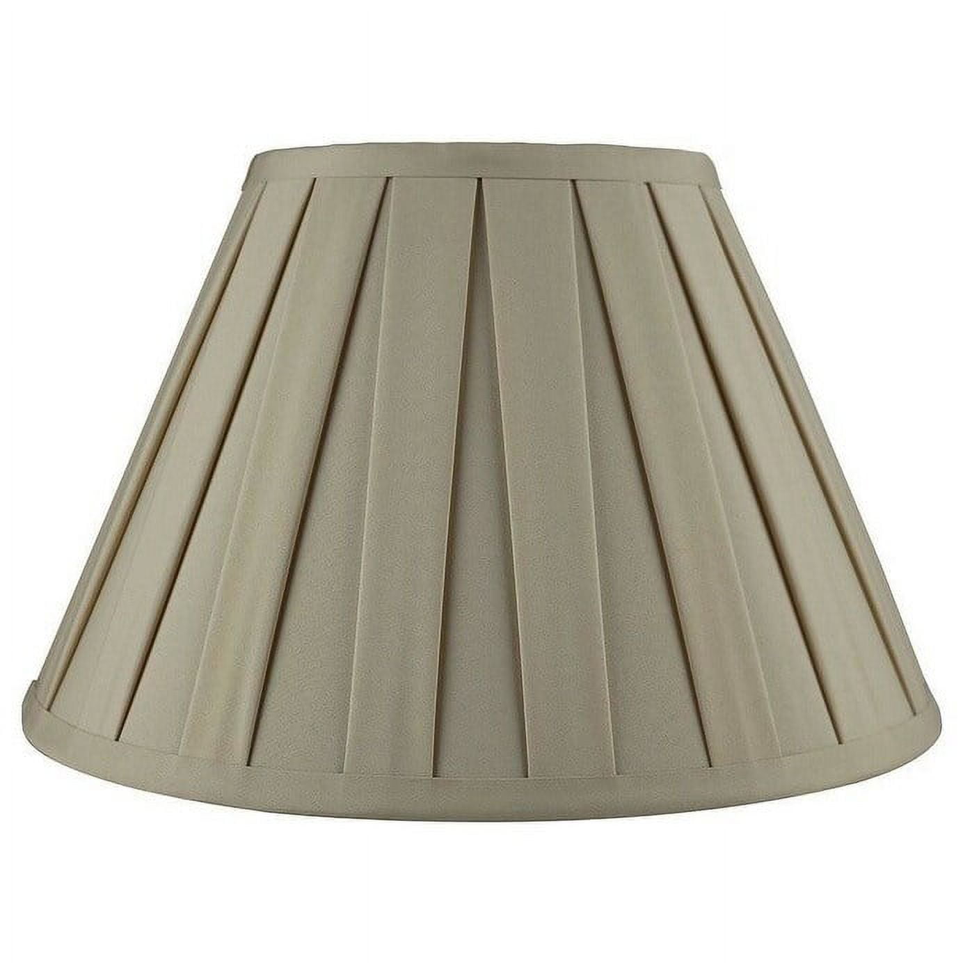 Tan Faux Silk Empire Lamp Shade with Box Pleat Design