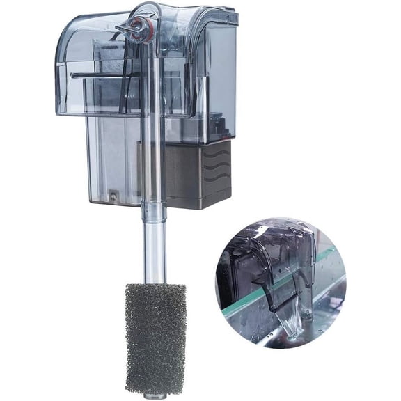 Boxtech Aquarium Hang On Filter - Power Waterfall Suspension Oxygen Pump - Submersible Hanging Activated Carbon Biochemical Wall Mounted Fish Tank Filtration Water (5-10 Gal)