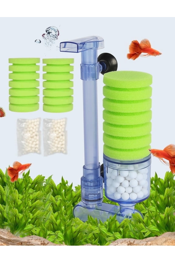 BOXTECH Ceramic Sponge Filter for Fish Tanks, Ultra Quiet Aquarium Air Pump with Filtration & Oxygen Features