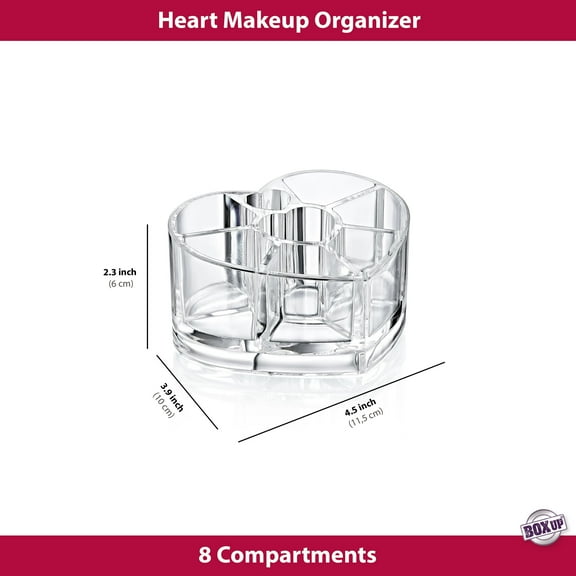 Boxup Makeup Organizer - Heart Shape Lipstick Holder And Skin Care Desk Accessories
