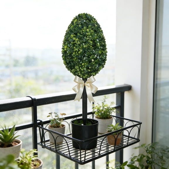 Boxwood Easter Egg Topiary, Easter Decorations For Entryways, Porches, Or Indoor Displays,Green, 30",1PC (Base Needs Filler)