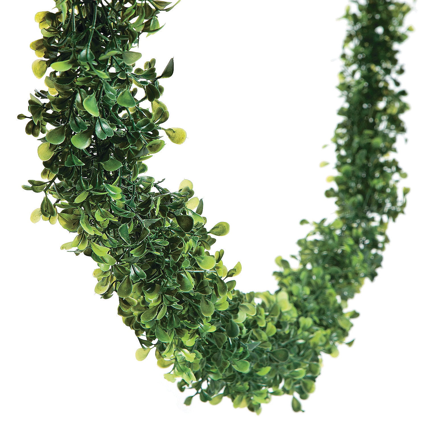 Green Artificial Boxwood Garland for Outdoor Decor, 12 Feet