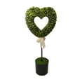 thumbnail image 1 of Boxwood Heart With Bow Topiary, Valentine’s Day Decorations Green And White, 27.56",Realistic Faux Potted Shrub For Indoor/Outdoor, Front Porch,Office Decor,Holiday Decor,Not Include the Soil,1PC, 1 of 5