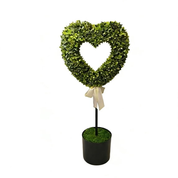 Boxwood Heart with Bow Topiary, Valentine's Day Heart Shaped Topiary Trees, Artificial Decorations Ball Planter Pots with Bow Tie, Home Decor Indoor Outdoor, Valentines Best Gift for Him Her!