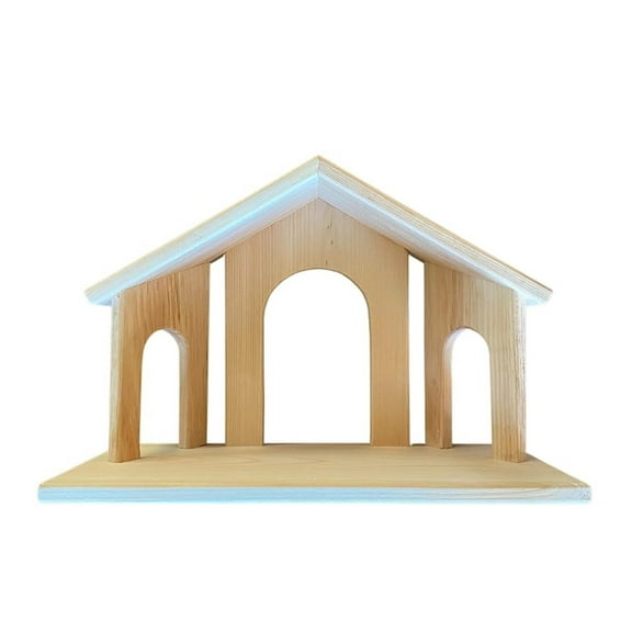 Boxwood and Mum Handmade Christmas Manger Nativity Set Piece, Wooden Stable Nativity Scene, Handcrafted Christmas Decor for Indoor Christmas Nativity Set, Ideal Religious Gift for Christmas