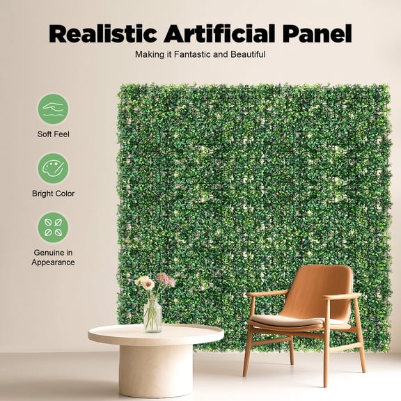 Boxwood Panels 12pcs Artificial Plant Wall Mat Greenery Hedge Grass Fence Privacy Screens Foliage Panel Grass Backdrop Wall for Indoor Outdoor UV Protection, Greenery Background