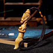 Boxwood Panlong Carving Handheld Wenwan Ornament Dragon Pattern Wooden Art Piece Traditional Craft for Men