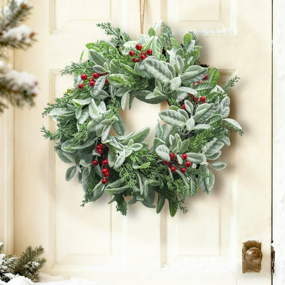 Boxwood Small Wreath For Front Door - Seasonality Mini Leaves Wreath, Indoor Outdoor Hanging Decor for Wall Window Wedding Home Party Farmhouse (D)