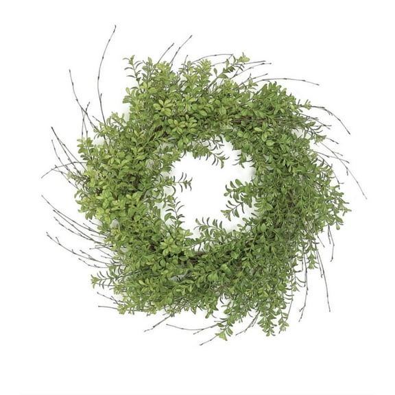 Boxwood Twig Branches 24in Artificial Polysilk Faux Fake Greenery Natural Grapevine Wreath for Craft Garden Outdoor Bouquet Arrangement Ceremony Wedding Arch Floral Wall Aisle Decor (Green, One each)