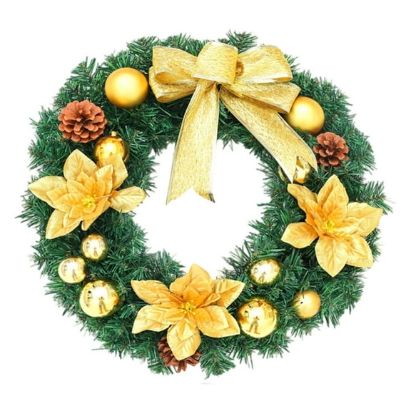 Boxwood Wreath For Front Door Year Round Large Indoor Outdoor Greenery Arrangement,Gold