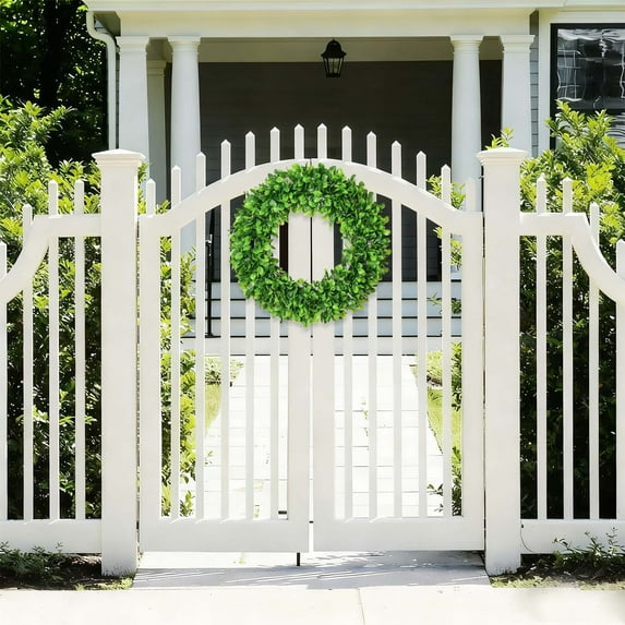 Boxwood Wreath Front Door 17.72Inch Artificial Spring Wreaths for Front Door Farmhouse Wedding Green Year Round Indoor Outdoor for Summer Wreath st Patrick's Day Decoration (Hello Sign, D)