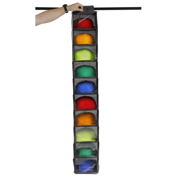 Boxy Concepts Hanging Shelves for hats 10 Shelf, Hanging Rack for Closet, Organizer for Baseball Caps