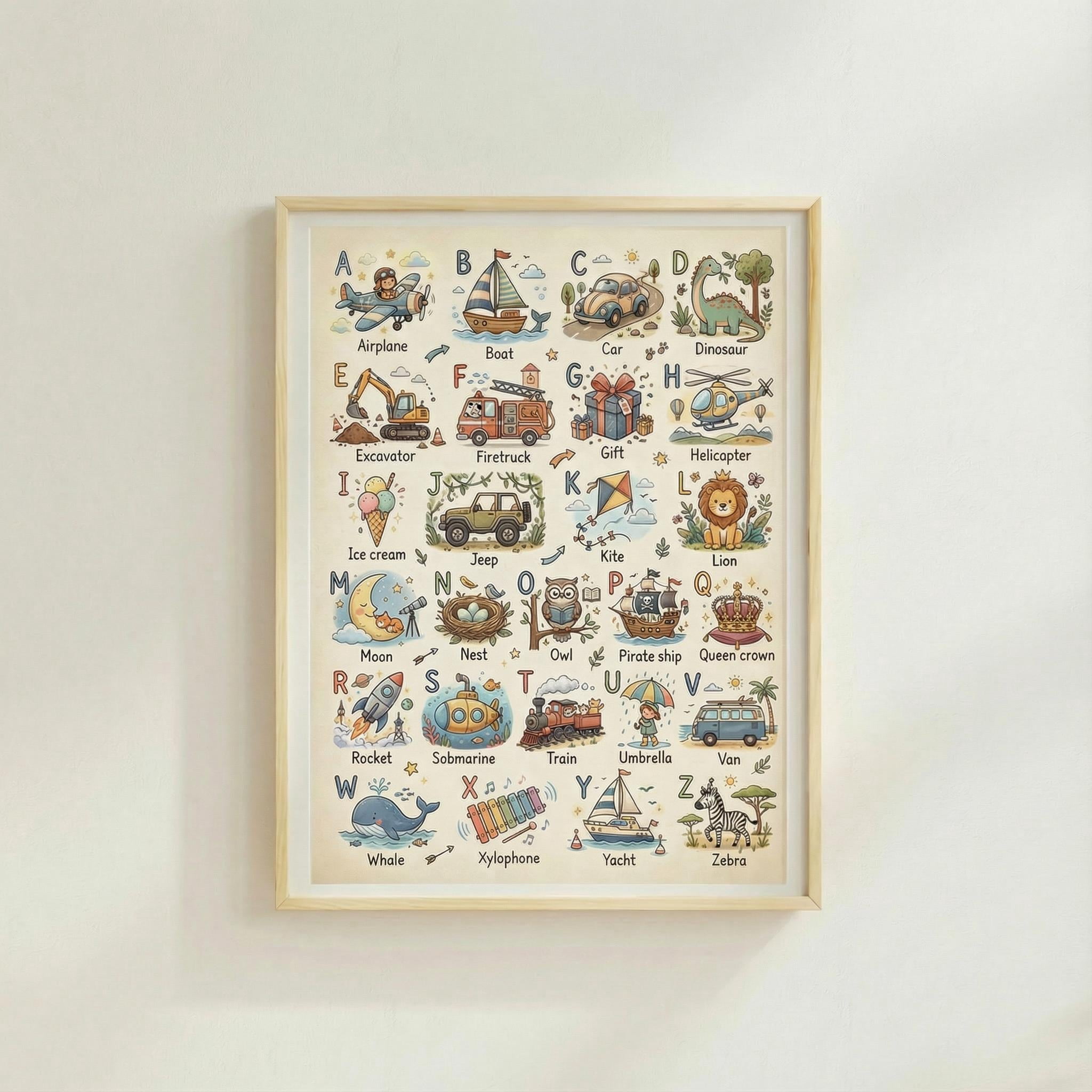 Boy Alphabet Hand-illustrated Abc Nursery Art Poster , Poster Print ...