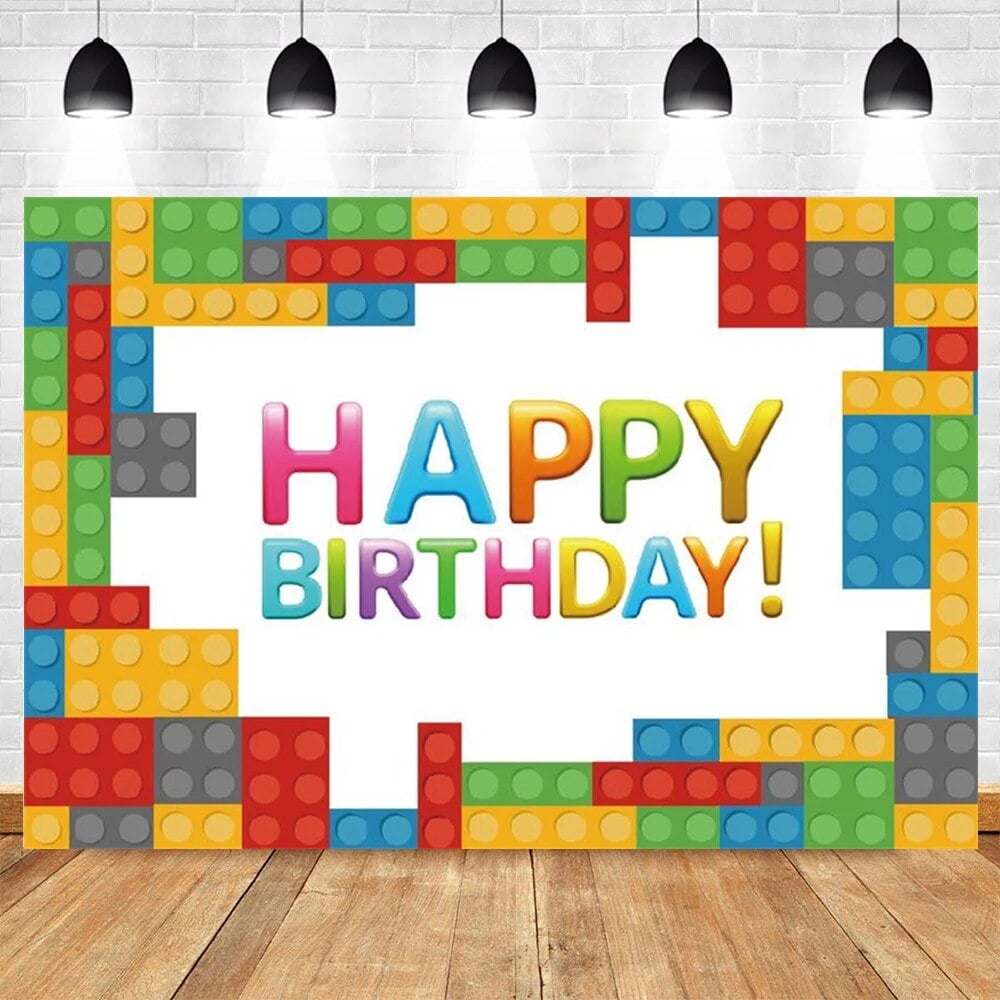 Boy And Girl 1st Birthday Toy Building Blocks Backdrop Baby Shower