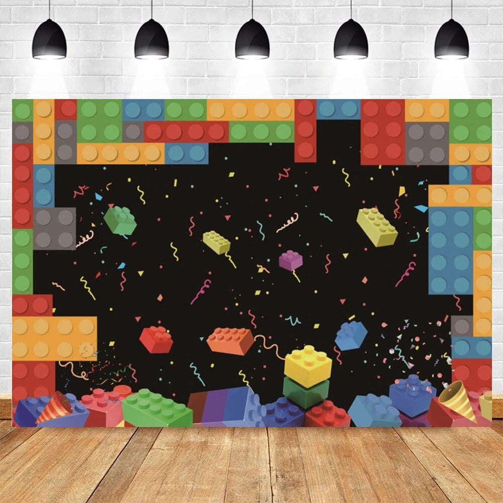 Boy And Girl 1st Birthday Toy Building Blocks Backdrop Baby Shower