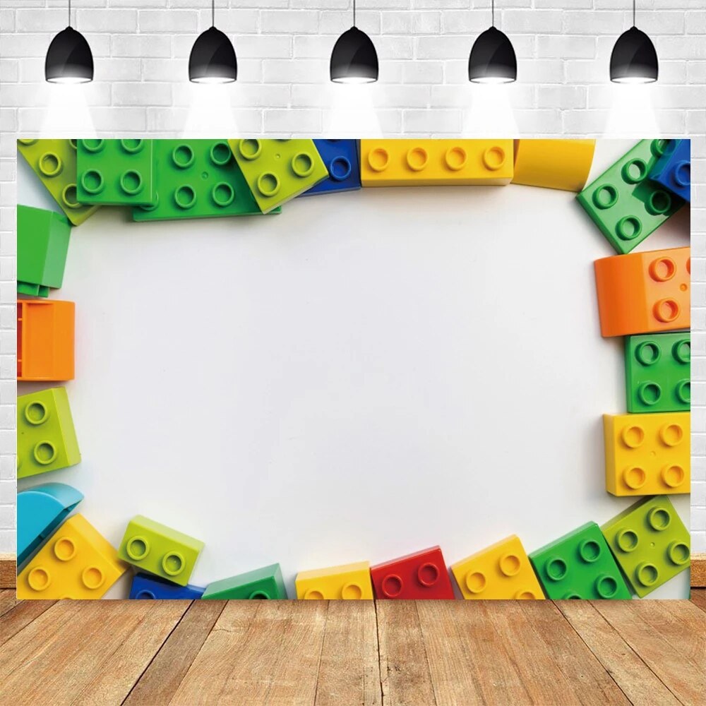 Boy And Girl 1st Birthday Toy Building Blocks Backdrop Baby Shower