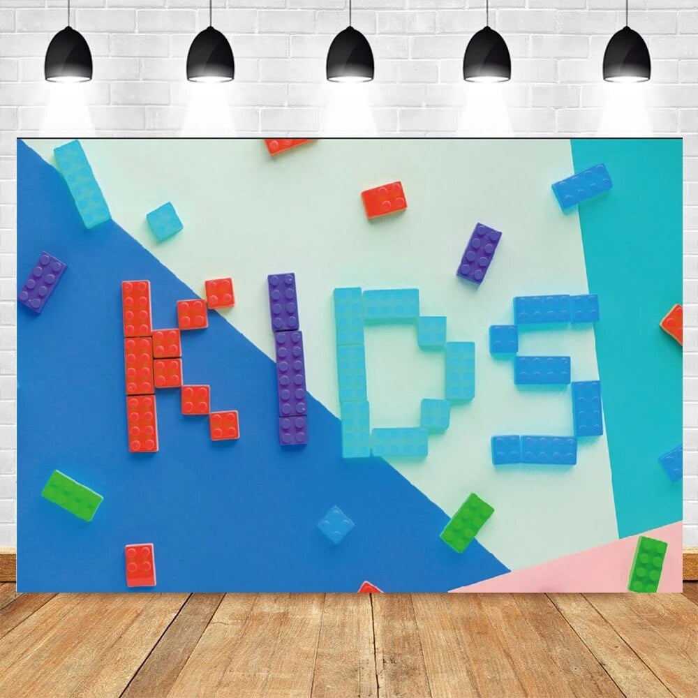 Boy And Girl 1st Birthday Toy Building Blocks Backdrop Baby Shower