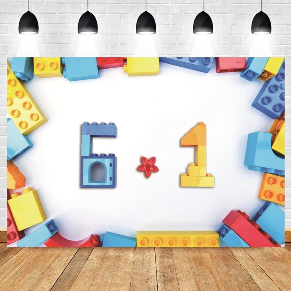 Boy And Girl 1st Birthday Toy Building Blocks Backdrop Baby Shower