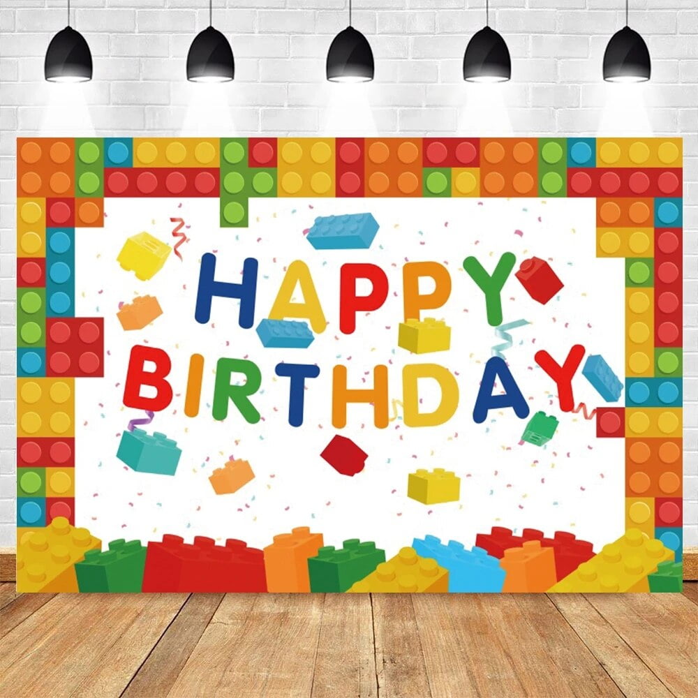 Boy And Girl 1st Birthday Toy Building Blocks Backdrop Baby Shower
