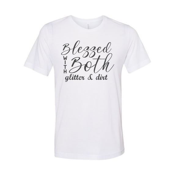 "Boy And Girl Mom, Blessed With Both Glitter And Dirt, Gift For Mom, Soft Bella, Sublimation T, Boy Girl Mom, Mom Of Both, Girl Mama, Boy Mom, White, MEDIUM"
