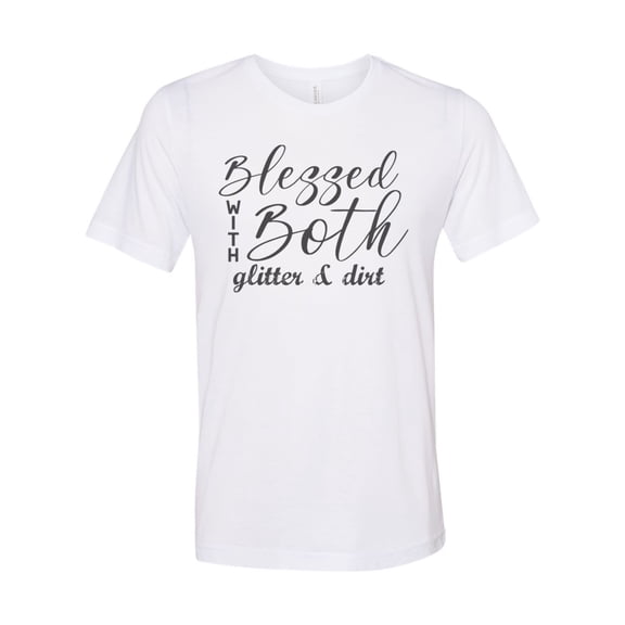 "Boy And Girl Mom, Blessed With Both Glitter And Dirt, Gift For Mom, Soft Bella, Sublimation T, Boy Girl Mom, Mom Of Both, Girl Mama, Boy Mom, White, XL"