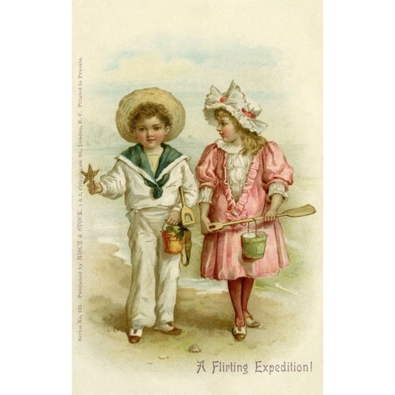 Boy And Girl On The Sea Shore Poster Print By Mary Evans Picture Librarypeter & Dawn Cope Collection