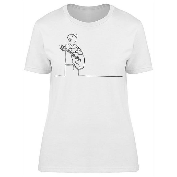 Boy And His Guitar. Hand Drawn T-Shirt Women -Image by Shutterstock, Female Medium