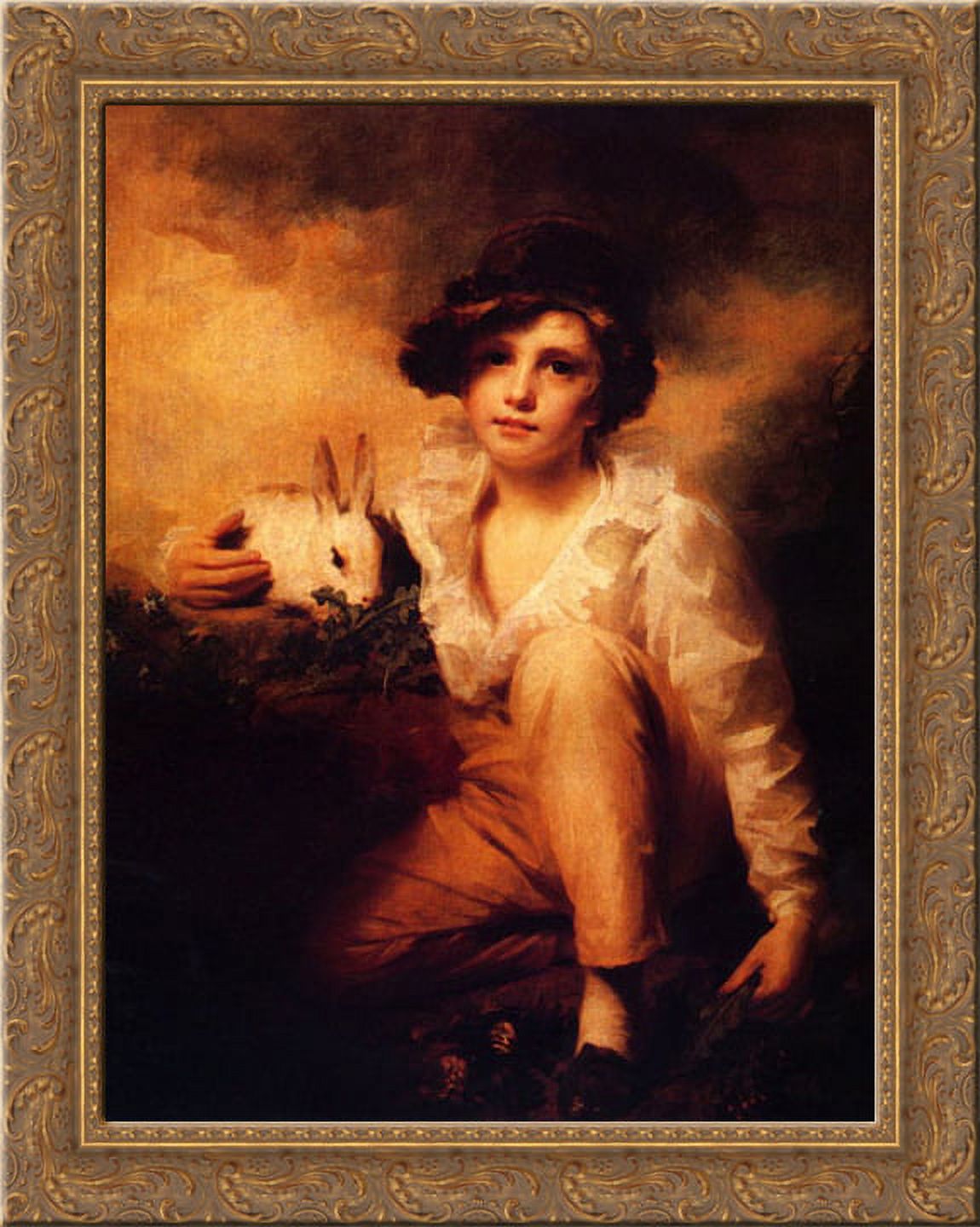Boy And Rabbit 20x24 Gold Ornate Wood Framed Canvas Art by Raeburn, Sir ...