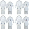 thumbnail image 1 of Boy Baby Christening White Tail Tuxedo Color Embroidery Mary Maria Stole Sm-7, 1 of 5