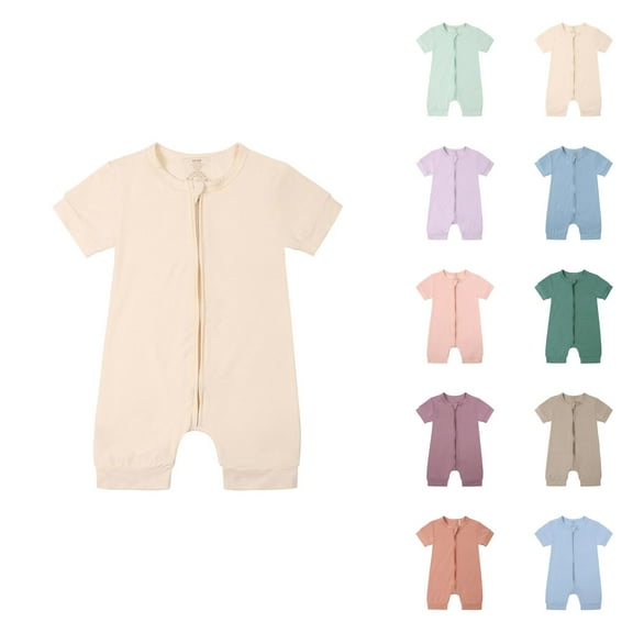Boy Baby Clothes Baby Boy Rompers Boys Romper & Jumpsuit Baby Rompers Pajamas Zipper Short Sleeve Sleeper Jumpsuit for Comfortable and Sleep