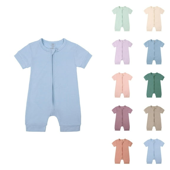 Boy Baby Clothes Baby Rompers Boy Boys Romper & Jumpsuit Baby Rompers Pajamas Zipper Short Sleeve Sleeper Jumpsuit for Comfortable and Sleep