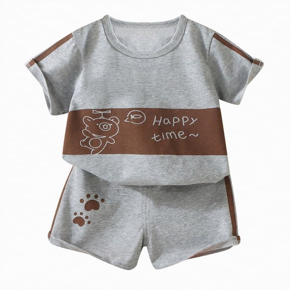 Boy Baby Clothes Boys Summer Sets Kids Unisex Cotton Cartoon Prints Sleeveless Casual 1t 2t 3t 4t 5t 6t T-Shirts Elastic Waist Shorts 2Pcs Outfits 2-Piece