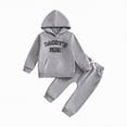 thumbnail image 1 of Boy Baby Clothes Little Boys Autumn Winter Letter Print Long Sleeve Elastic Waist 6M 1T 2T 3T Everyday Outfit Set 2Pcs, 1 of 8