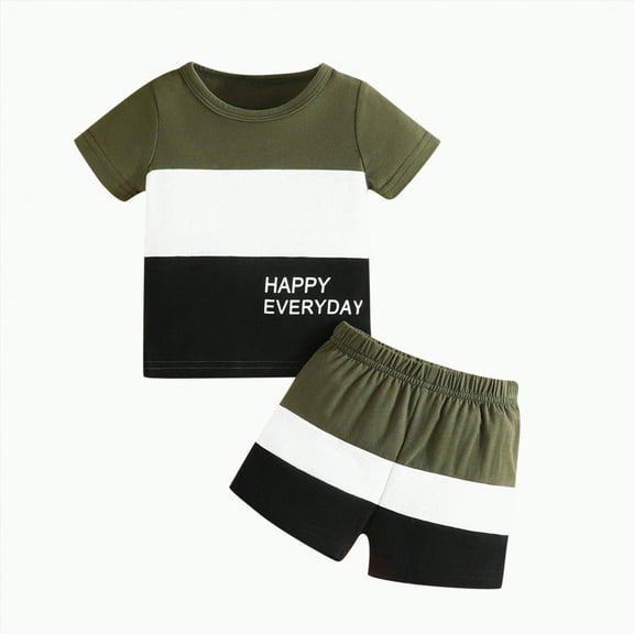 Boy Baby Clothes Toddler Boys Children's Spring Summer Letter Print Short-sleeved Training 0 3 6 12 18 24 Months T Shirt Set Casual Outfit 2PCS