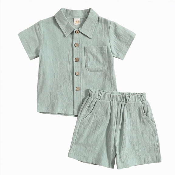 Boy Baby Clothes Toddler Child Kids Spring Summer Cotton Button Short Sleeve Beach 18-24 Months 2t 3t 4t 5t 6t Suits Tops T-Shirt Pants Shorts Two Pieces Set