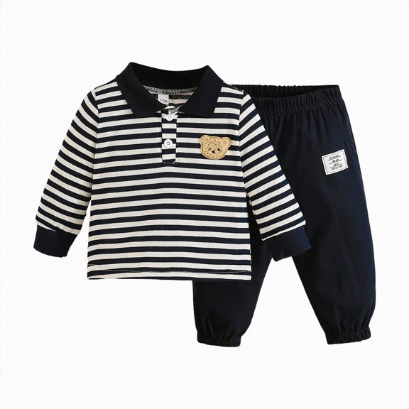 Boy Baby Clothes Toddler Fall/Winter Stripe Long Sleeve Pocket 1T 2T 3T 4T 5T Playwear Set 2 Piece