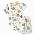 thumbnail image 1 of Boy Baby Clothes Toddler Kids Boys Summer Polyester Dinosaur Printed Short Sleeve Beach 18-24 Months 2t 3t 4t 5t 6t Pajamas Tops Shirt Shorts Set 2PCS, 1 of 6