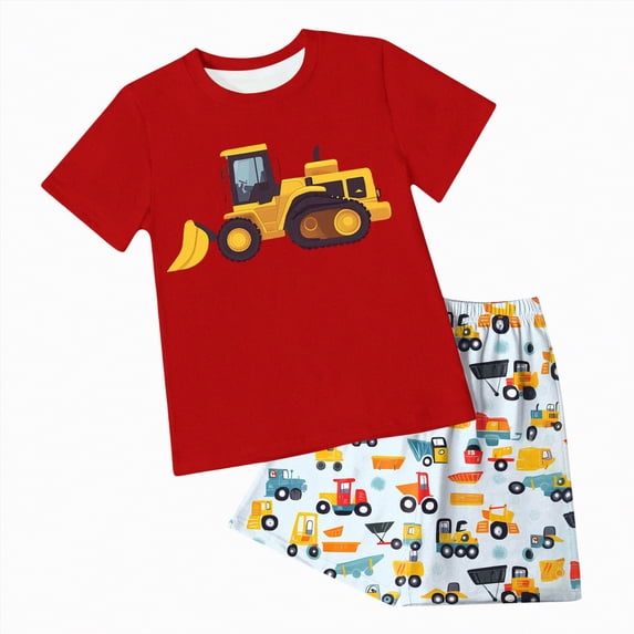 Boy Baby Clothes Toddler Outfits Kids Boys Spring Summer Cartoon Printed Short-sleeved Beach 6 12 18 24Months 2T 3T Pajamas & Dailywear Set Shirts Shorts Two Pieces