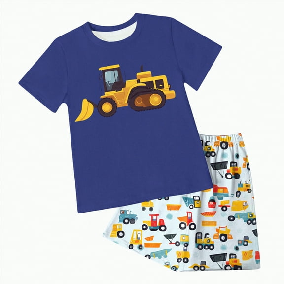Boy Baby Clothes Toddler Summer Kids Boys Spring Truck Printed Short-sleeved Running Suit 0 6 12 18 24 Months 2T 3T T Shirt Set Pants 2-Piece