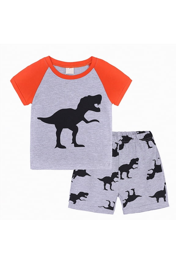 Boy Baby Clothes Toddler Summer Outfits Kids Cotton Patchwork Printed Short Sleeve Beach 1t 2t 3t 4t 5t 6t T-shirt+Shorts T Shirt Shorts Set 2 Piece