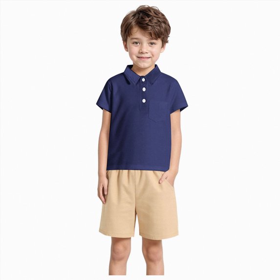 Boy Baby Clothes Toddler Summer Shorts Set Cotton Contrast Color Short Sleeved Casual 3 6 12 18 24 Months 3T New Born for Twins Outfits T-shirt with Elastic Waist Outfit Two Pieces