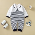 thumbnail image 1 of Boy Baby Romper 100%Cotton Knit Newborn Jumpsuit Outfit Long Sleeve Autumn Toddler Child Clothing Fashion Stripe Anchor Playsuit, 1 of 6
