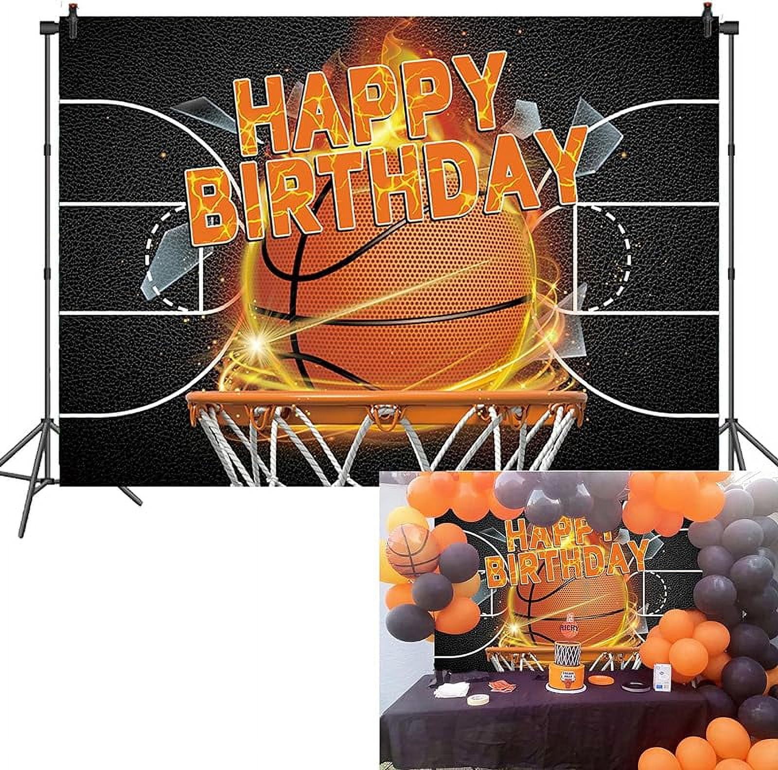 Black Basketball Player Dunk 10th Birthday Backdrop main image 1