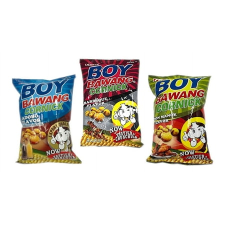 Boy Bawang Cornick Variety Pack Adobo, BBQ and Lechon Manok Flavor