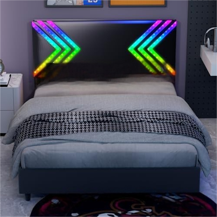Boy Bed Frame Gamer, Twin Size RGB Gaming Beds Frame with LED Lights and Headboard, Black Boys Gamers Awesome Sleep Bed Frames, No Box Spring Needed$$Home Decor, Kitchen, & Other