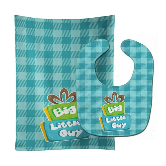 Boy Big Little Guy Baby Bib and Burp Cloth