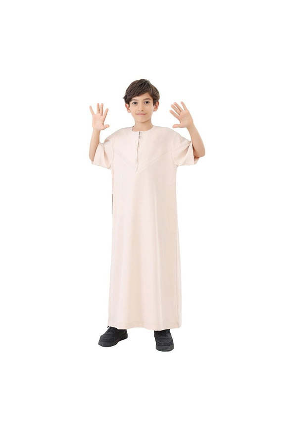 Boy Blouses Casual Arabic Thobe Ethnic Kaftan Crew Robe Embroidered Arab Robe Kids Clothing