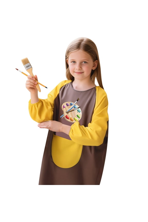 Boy Blouses Casual Art Smock Long Sleeve Apron Craft Protective Coverall Pocket Tops Casual